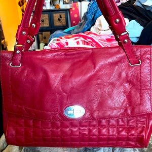 BCBG MAXAZRIA cranberry leather shoulder satchel bag $458 retail